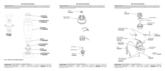 Diagram Diagram and Parts List for 919  Hamilton Beach Blender